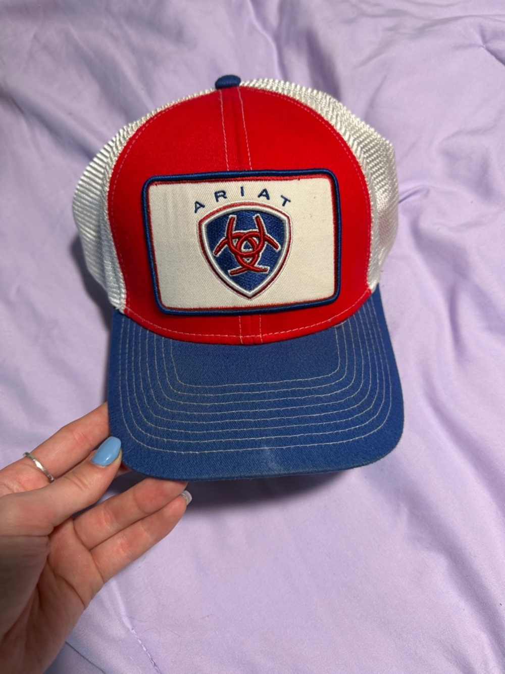 Ariat Red, Blue & White Mesh Trucker Hat